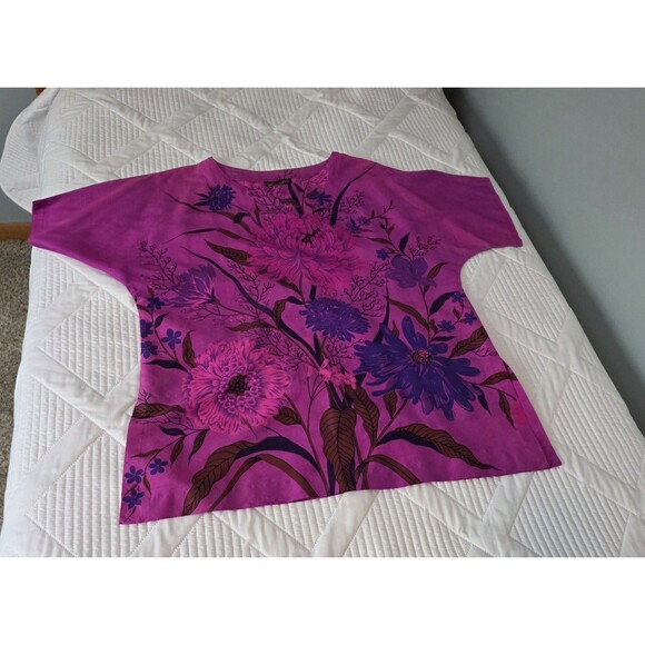 Thai Silk Womens Blouse Large XL Hand Woven 100% Pure Finest Quality Vivid Pink - Picture 9 of 12